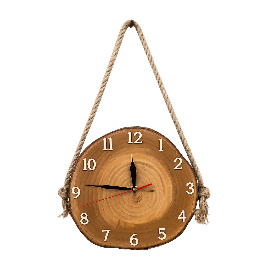 Rustic Hanging Log Clock – Handmade Wooden Wall Timepiece