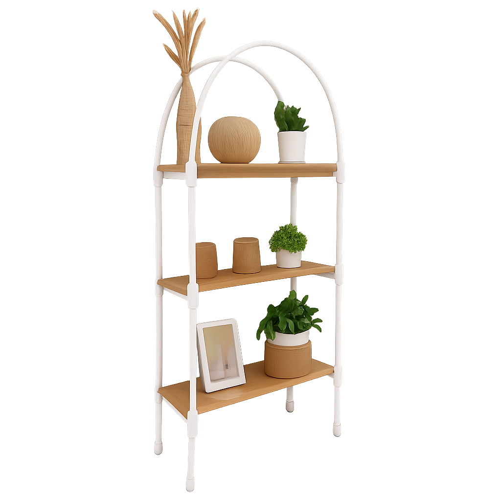 Arched Minimalist Wooden Shelf – Modern Home Décor Rack
