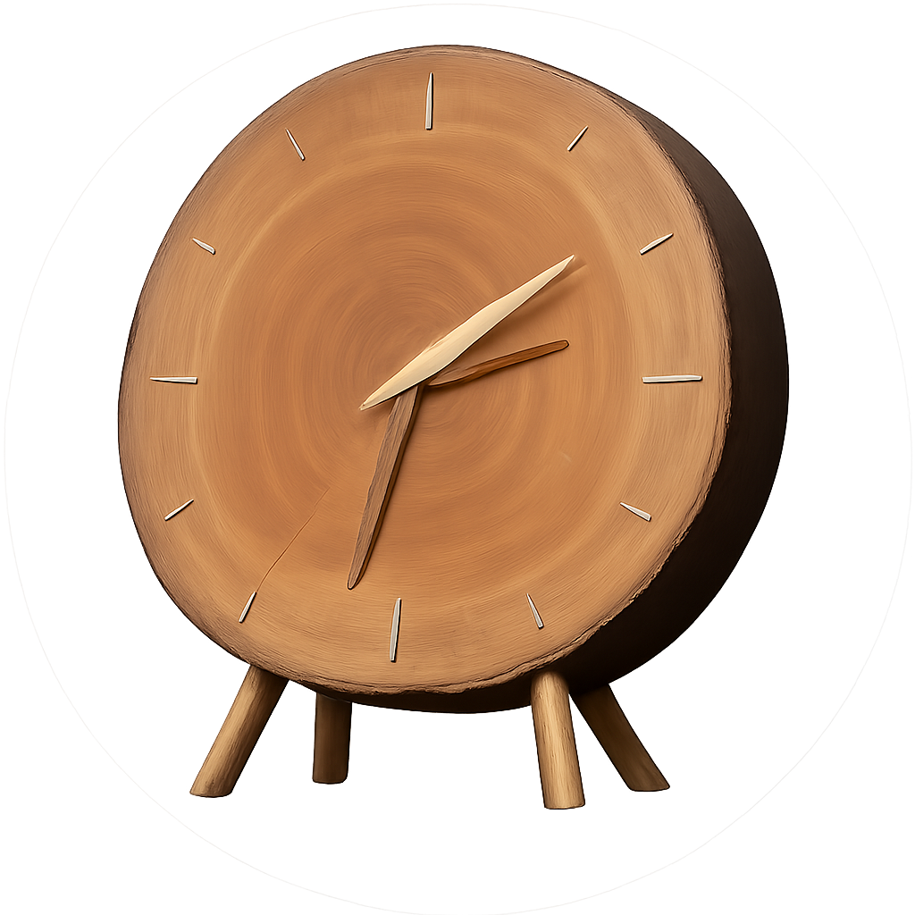 Rustic Wooden Log Table Clock – Handmade Natural Decor Timepiece