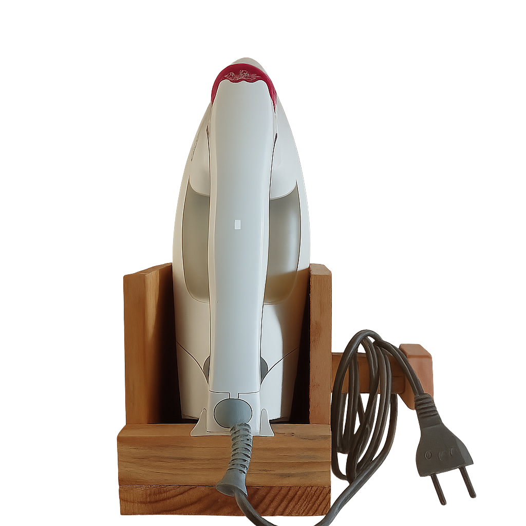 Wooden Iron Stand & Cable Organizer – Handmade Functional Holder