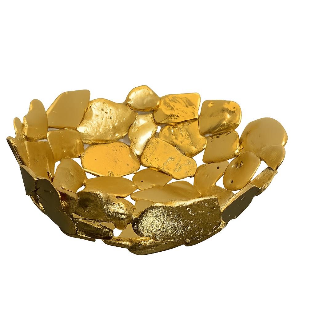 Golden Pebble Decorative Bowl – Luxury Handmade Centerpiece