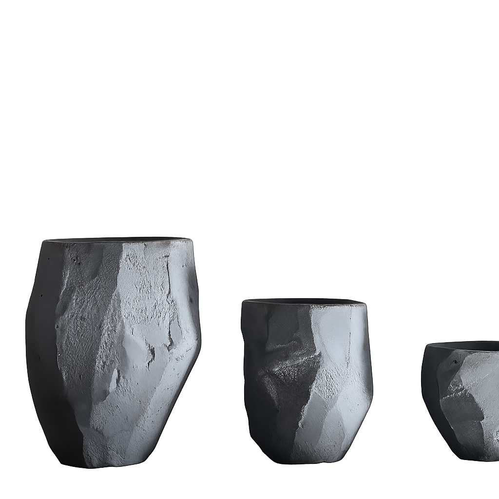 Stone Finish Textured Planter Set – Modern Minimalist Pots