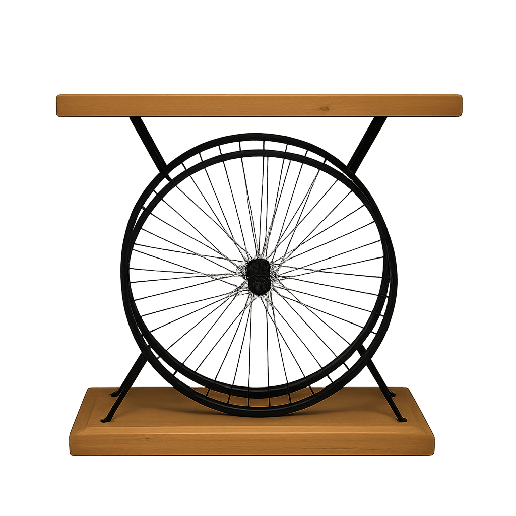 Industrial Wheel Console Table – Handmade Functional Art